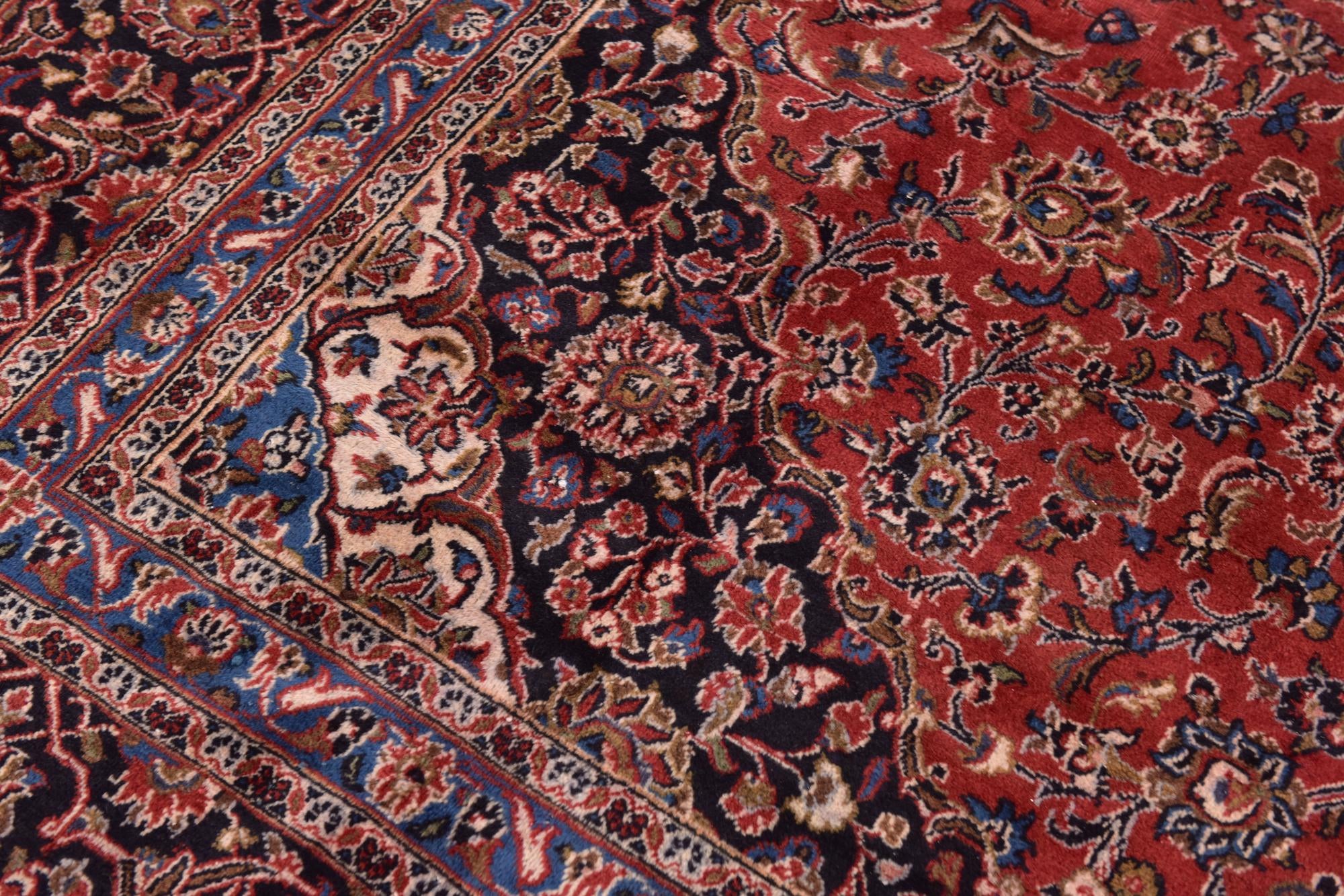 9' 7 x 12' 10 Hand Knotted Mashad Persian Wool Rug