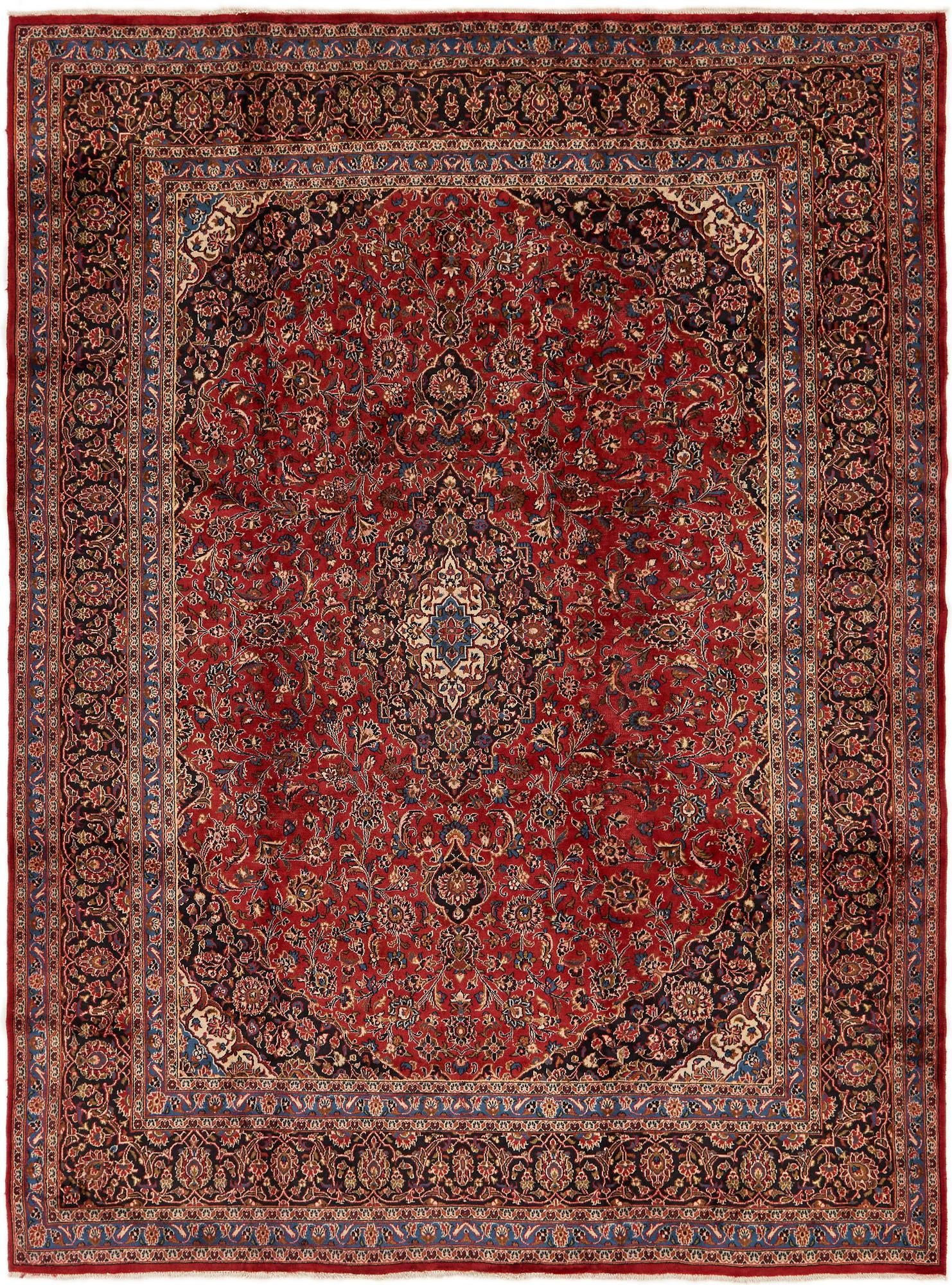 9' 7 x 12' 10 Hand Knotted Mashad Persian Wool Rug
