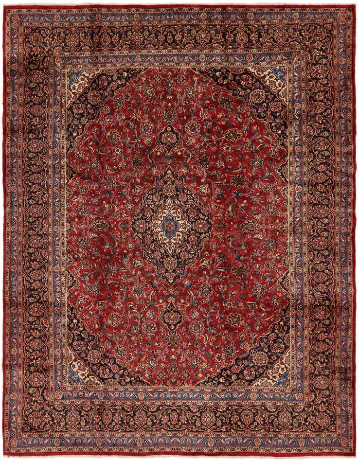 Detail image of 9' 7 x 12' 10 Hand Knotted Mashad Persian Wool Rug