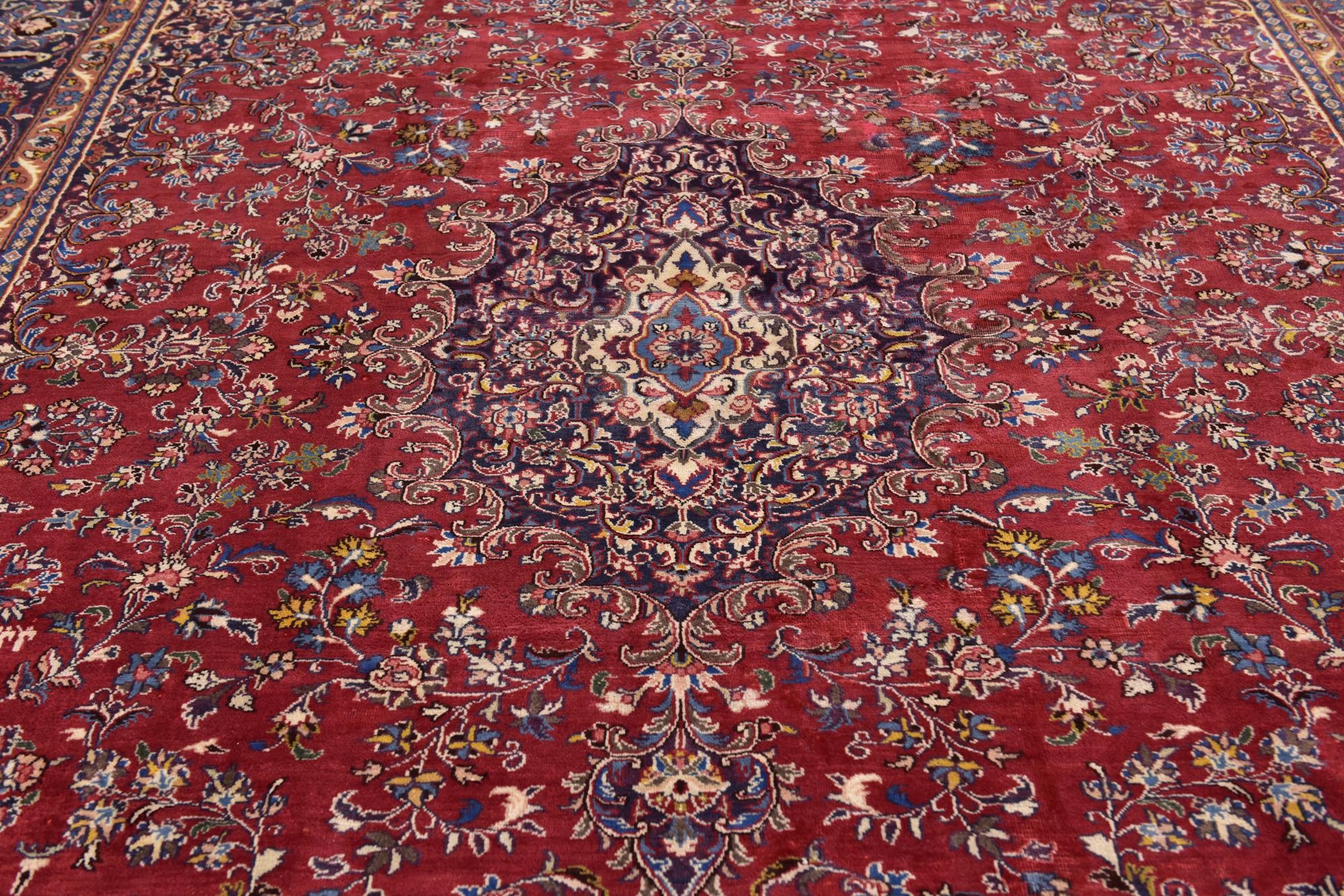 9' 6 x 13' Hand Knotted Mashad Persian Wool Rug