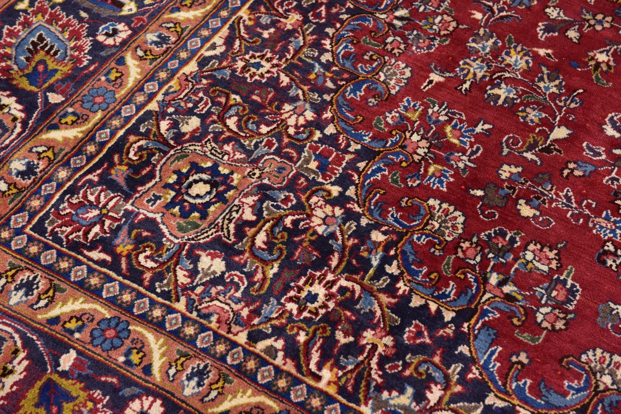 9' 6 x 13' Hand Knotted Mashad Persian Wool Rug