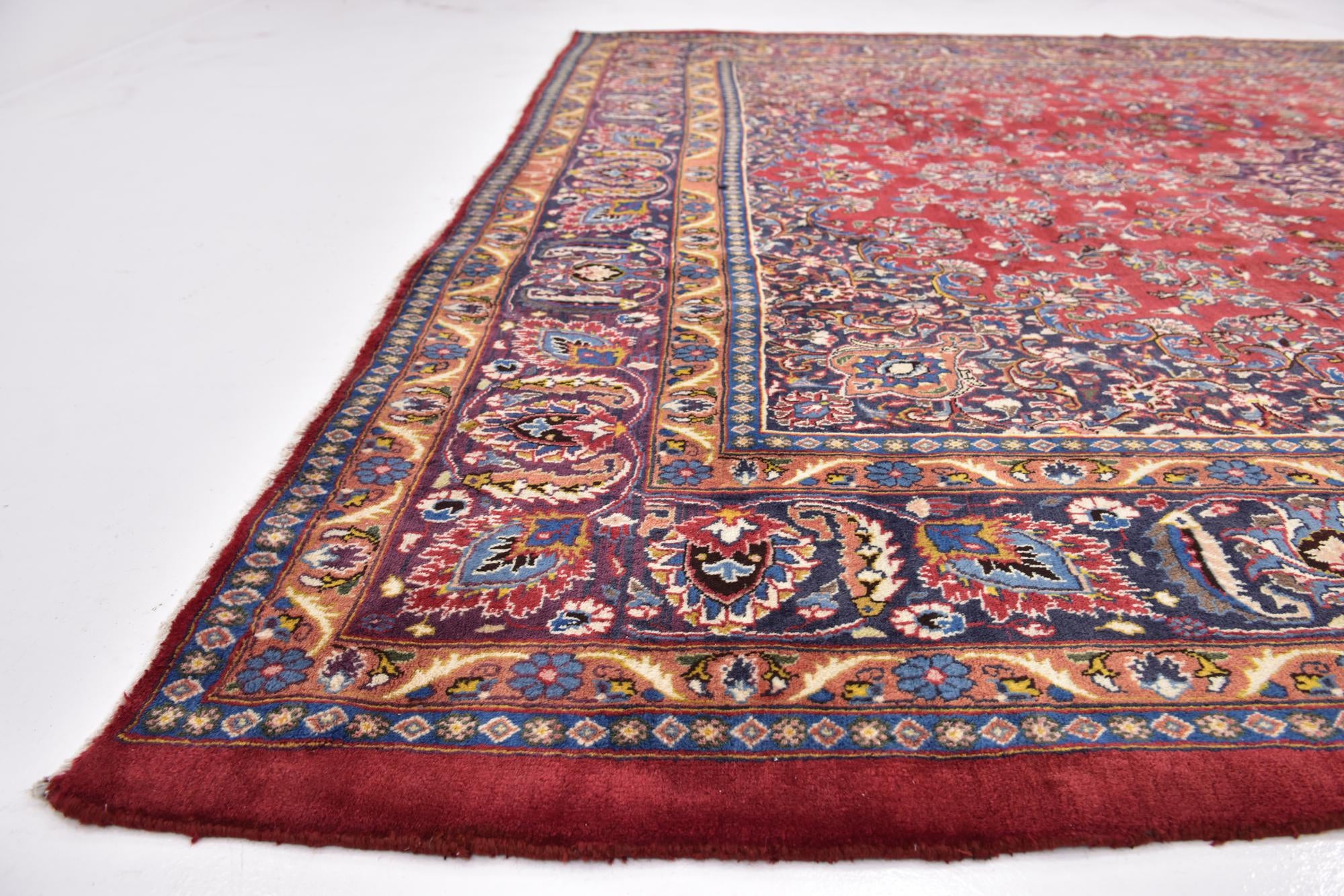 9' 6 x 13' Hand Knotted Mashad Persian Wool Rug