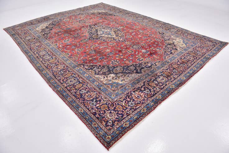 Detail image of 9' 3 x 12' 5 Hand Knotted Mashad Persian Wool Rug