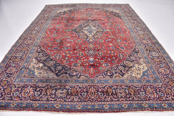 Detail image of 9' 3 x 12' 5 Hand Knotted Mashad Persian Wool Rug