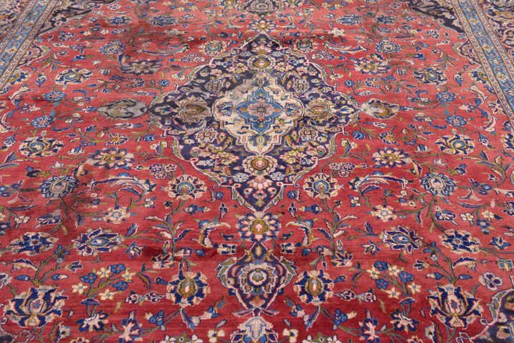 9' 3 x 12' 5 Hand Knotted Mashad Persian Wool Rug