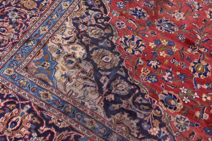 Detail image of 9' 3 x 12' 5 Hand Knotted Mashad Persian Wool Rug