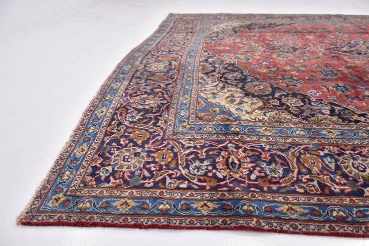 Detail image of 9' 3 x 12' 5 Hand Knotted Mashad Persian Wool Rug