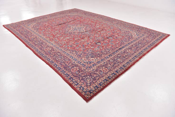 Detail image of 9' 8 x 13' Hand Knotted Mashad Persian Wool Rug
