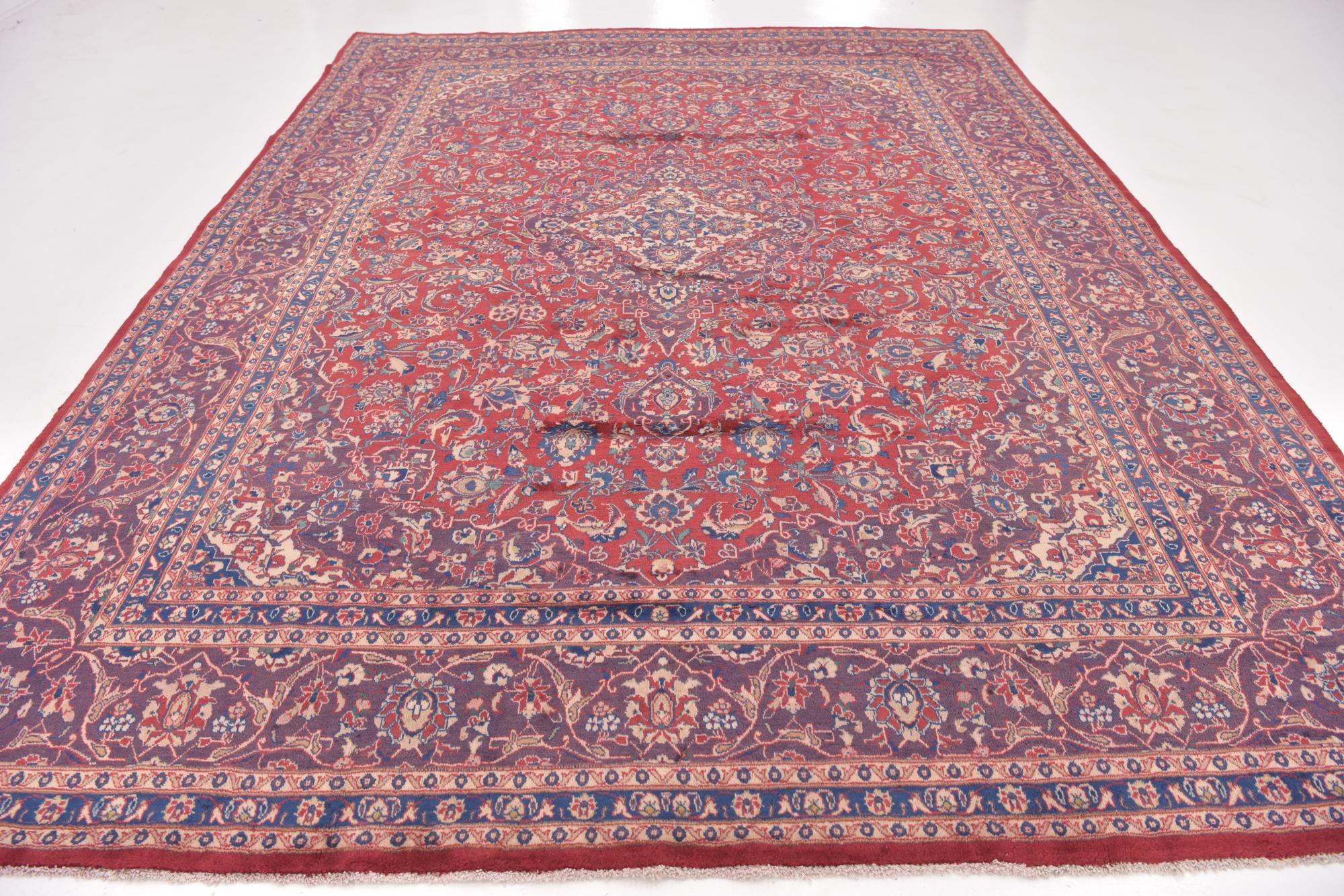 9' 8 x 13' Hand Knotted Mashad Persian Wool Rug