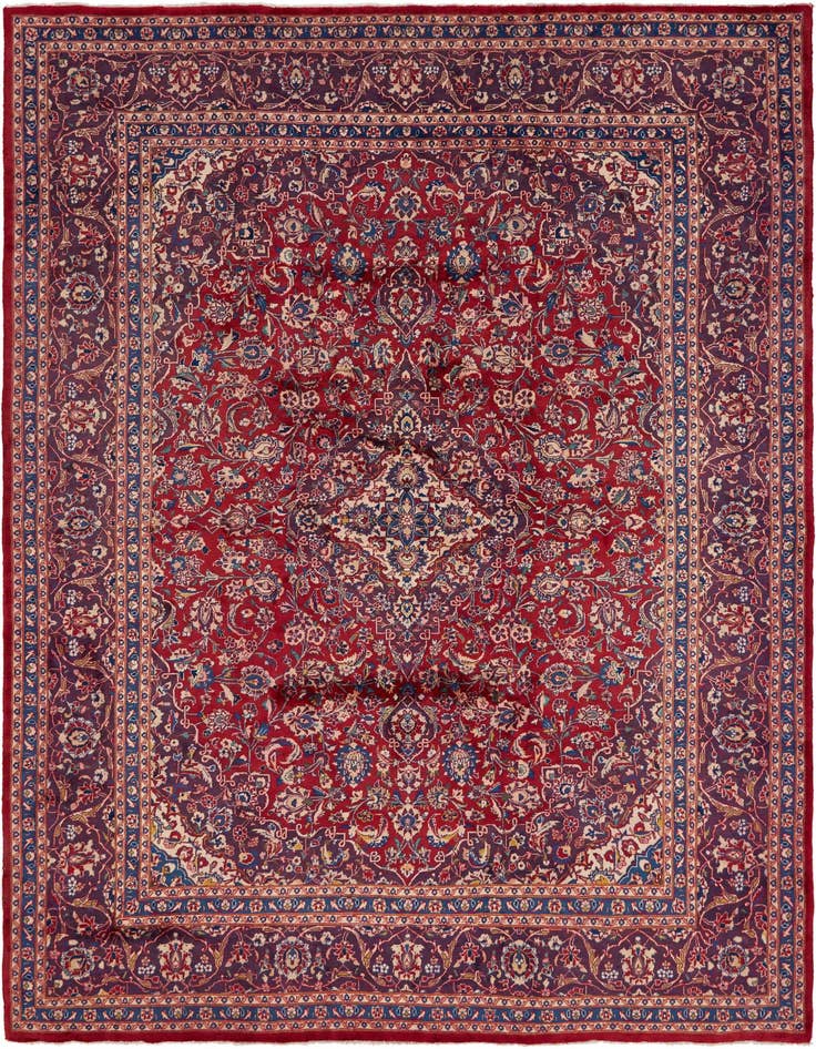 Detail image of 9' 8 x 13' Hand Knotted Mashad Persian Wool Rug