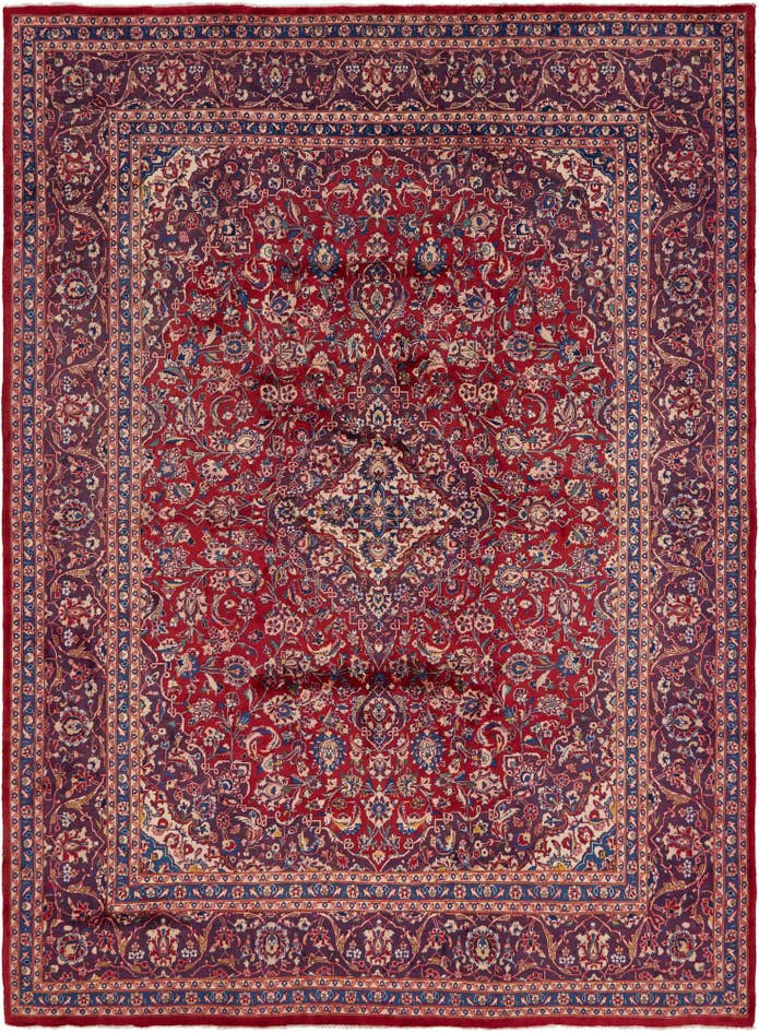Detail image of 9' 8 x 13' Hand Knotted Mashad Persian Wool Rug
