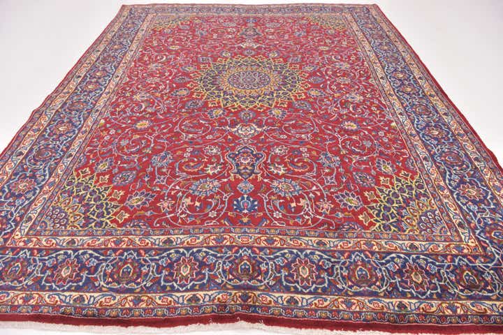 9' 7 x 12' 8 Hand Knotted Mashad Persian Wool Rug