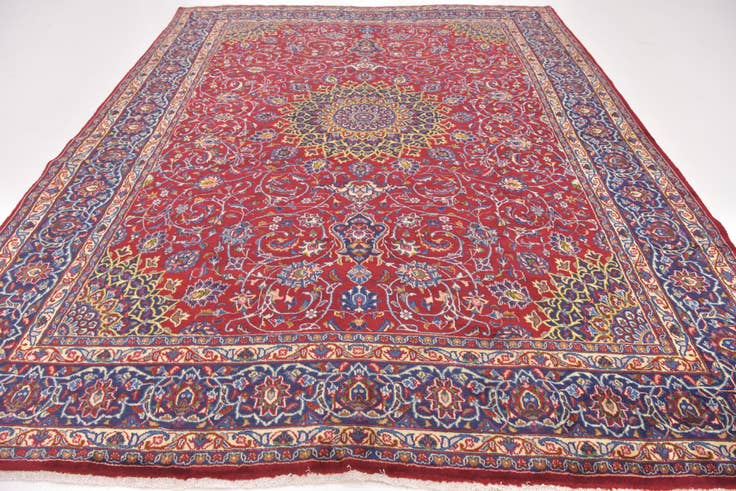 Detail image of 9' 7 x 12' 8 Hand Knotted Mashad Persian Wool Rug