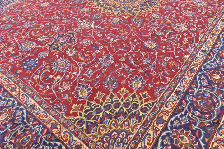 9' 7 x 12' 8 Hand Knotted Mashad Persian Wool Rug