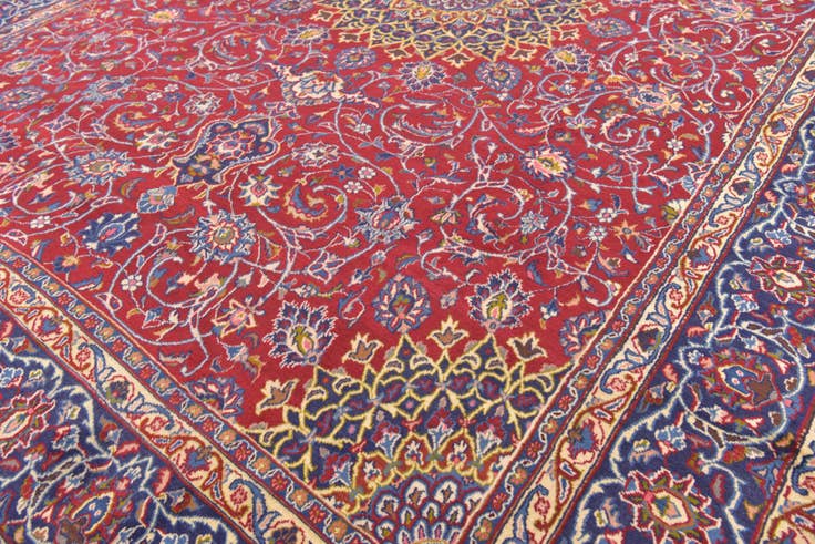 Detail image of 9' 7 x 12' 8 Hand Knotted Mashad Persian Wool Rug