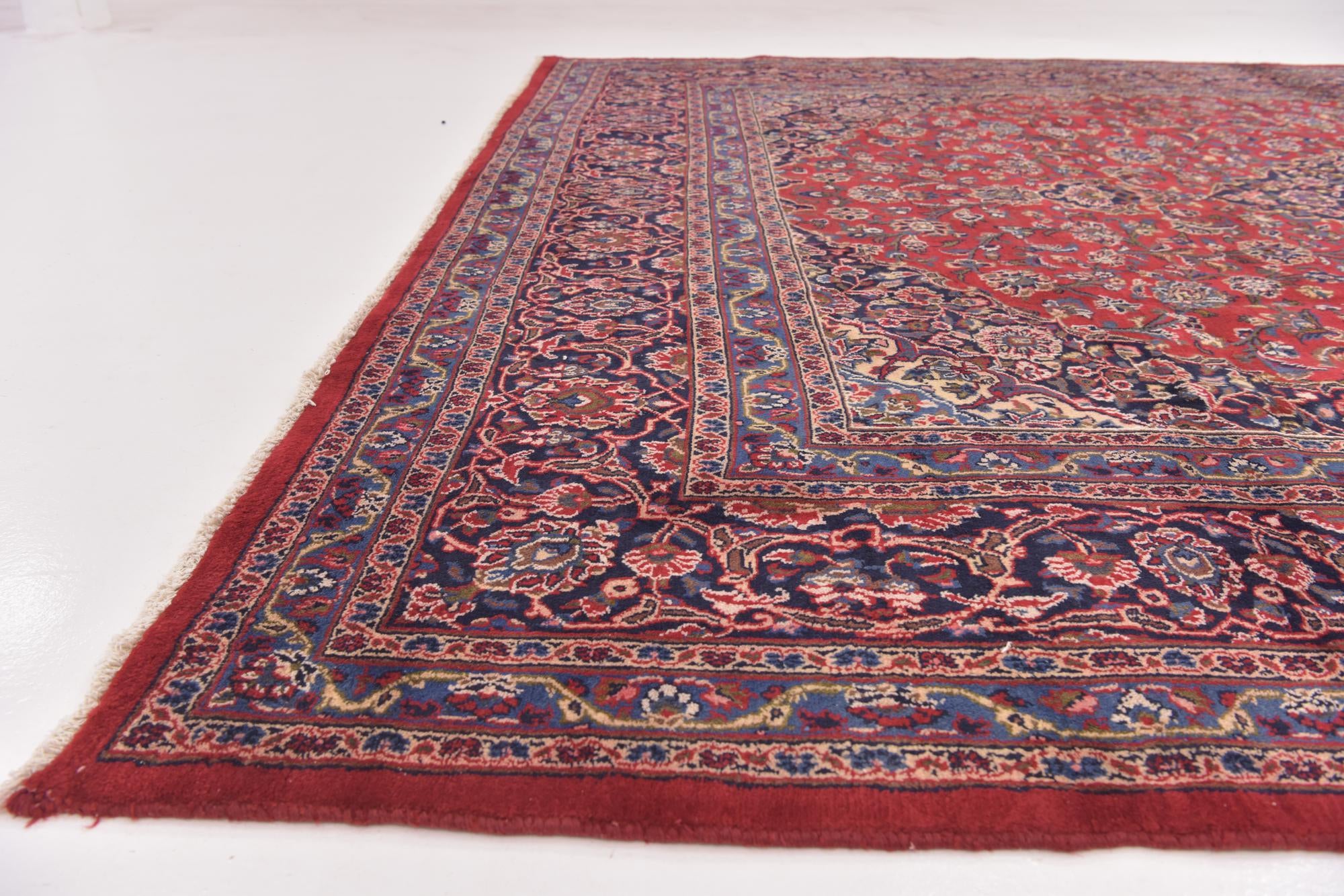 9' 6 x 12' 7 Hand Knotted Mashad Persian Wool Rug