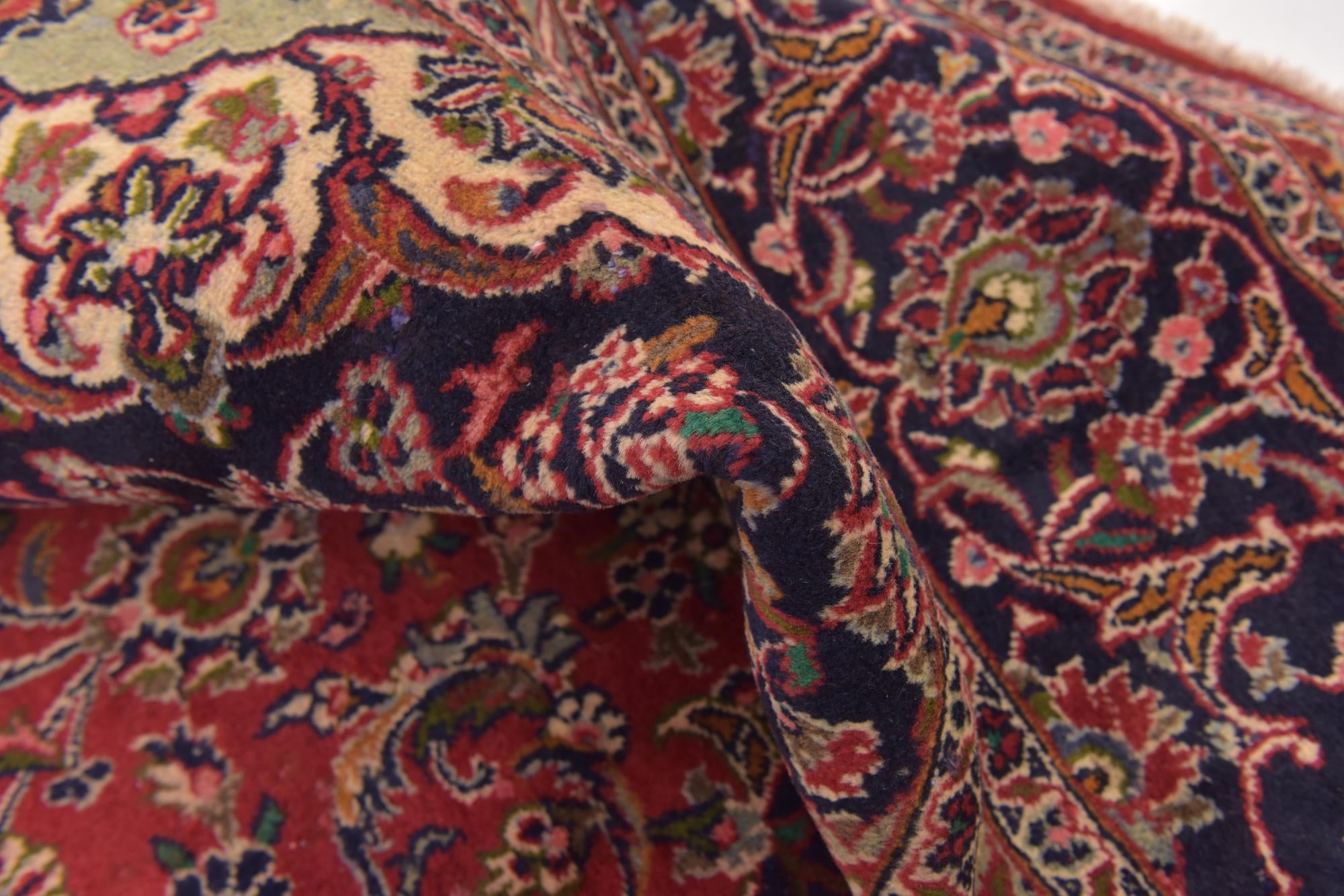 9' 9 x 12' 7 Hand Knotted Mashad Persian Wool Rug