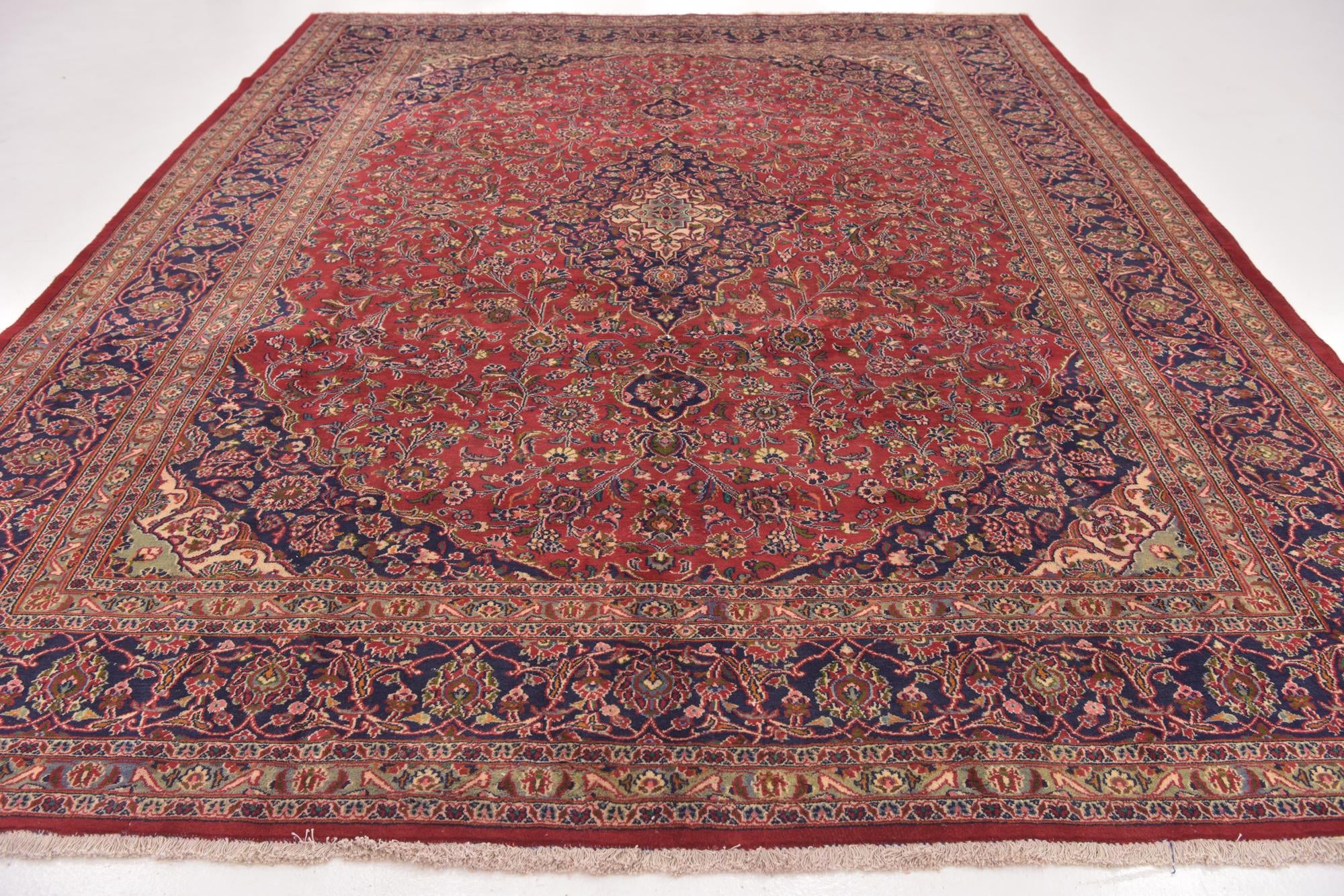 9' 9 x 12' 7 Hand Knotted Mashad Persian Wool Rug