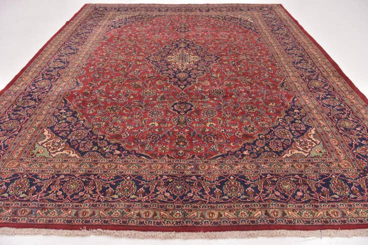 Detail image of 9' 9 x 12' 7 Hand Knotted Mashad Persian Wool Rug