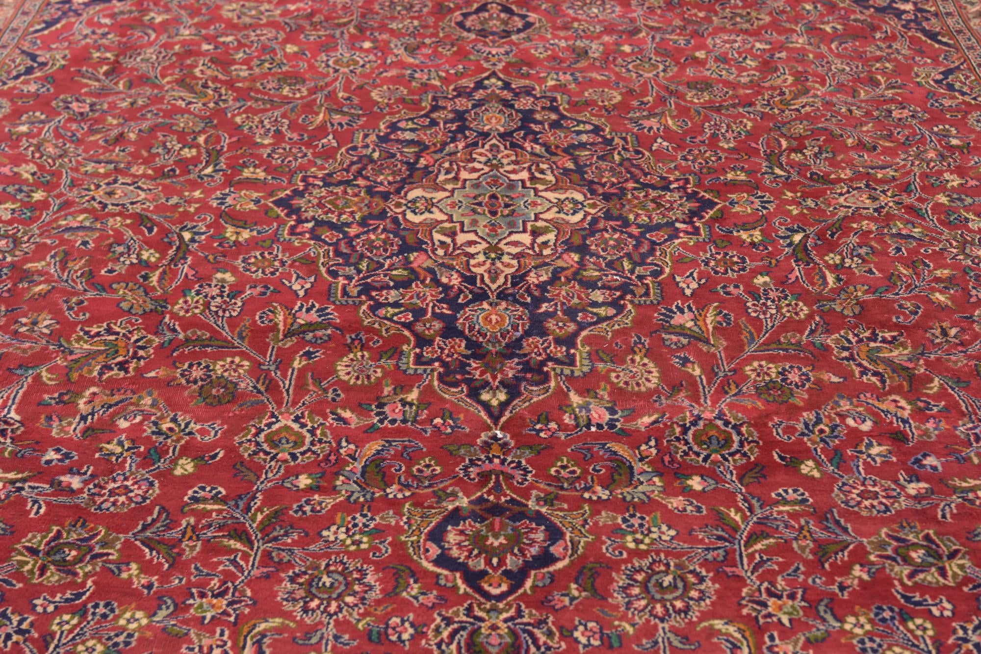 9' 9 x 12' 7 Hand Knotted Mashad Persian Wool Rug