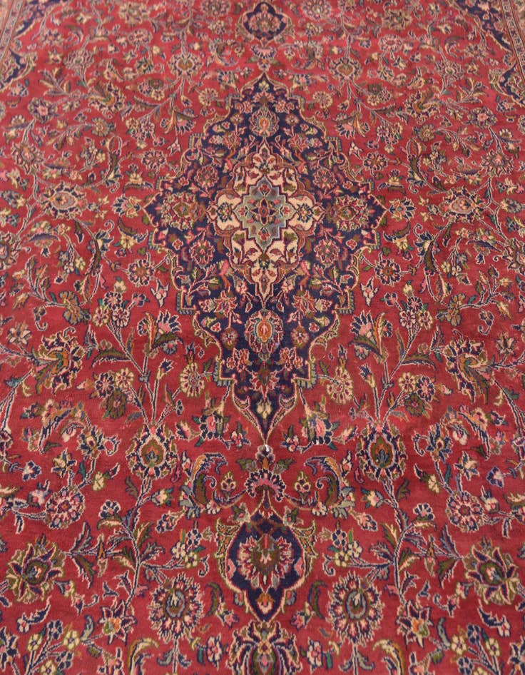 Detail image of 9' 9 x 12' 7 Hand Knotted Mashad Persian Wool Rug