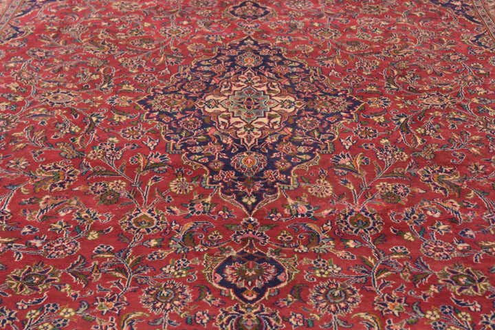 9' 9 x 12' 7 Hand Knotted Mashad Persian Wool Rug
