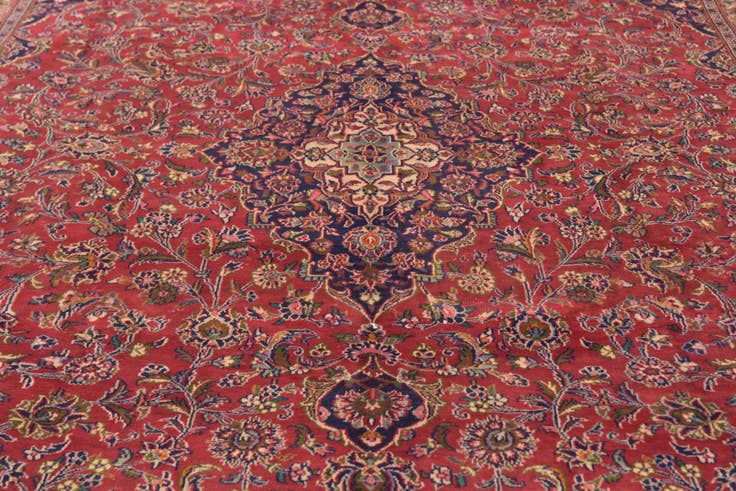 Detail image of 9' 9 x 12' 7 Hand Knotted Mashad Persian Wool Rug