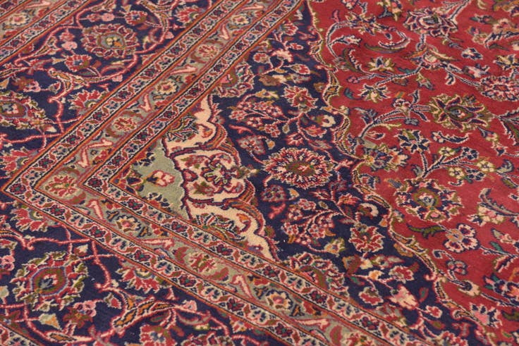 Detail image of 9' 9 x 12' 7 Hand Knotted Mashad Persian Wool Rug
