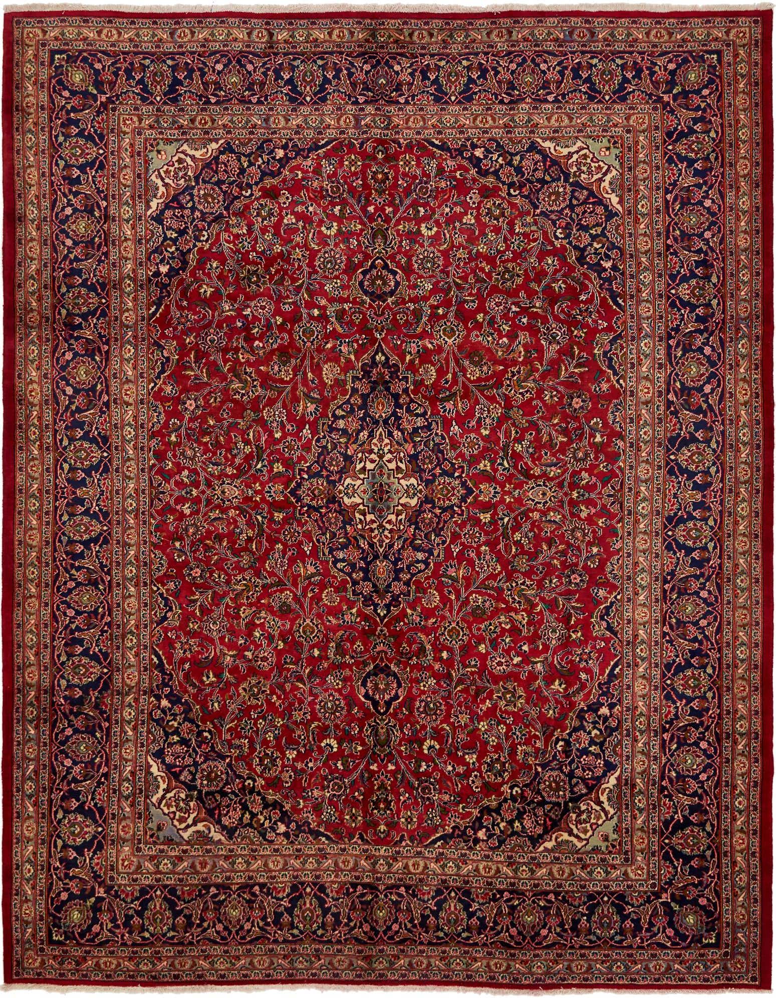 9' 9 x 12' 7 Hand Knotted Mashad Persian Wool Rug