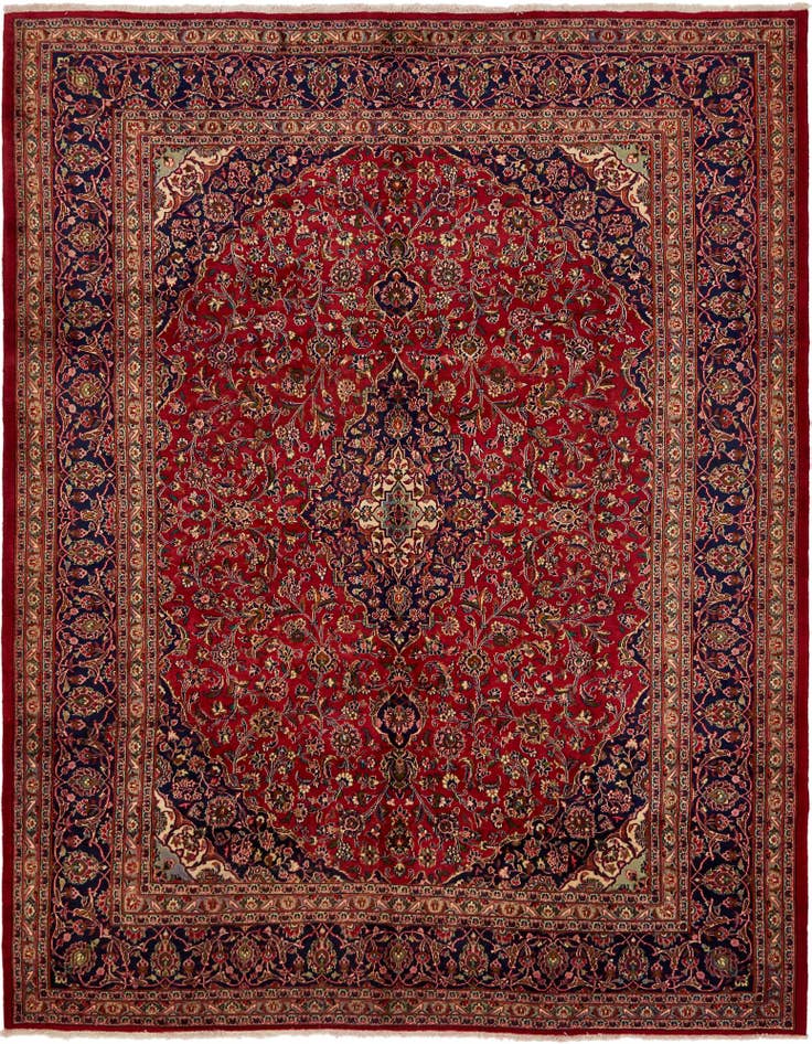 Detail image of 9' 9 x 12' 7 Hand Knotted Mashad Persian Wool Rug