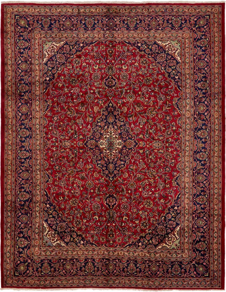 Detail image of 9' 9 x 12' 7 Hand Knotted Mashad Persian Wool Rug