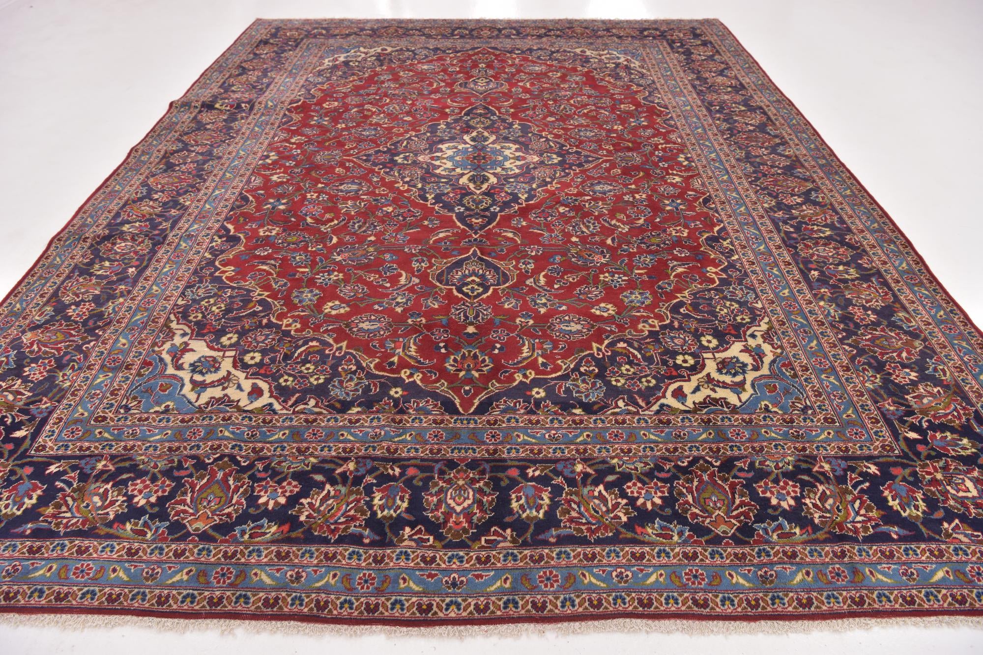 9' 6 x 12' 10 Hand Knotted Mashad Persian Wool Rug