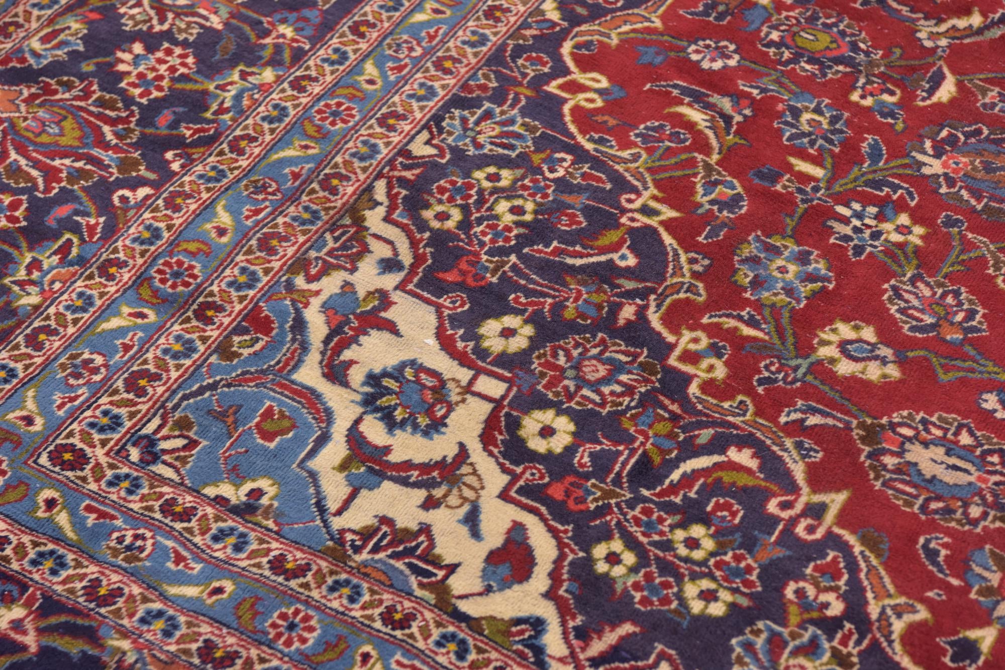 9' 6 x 12' 10 Hand Knotted Mashad Persian Wool Rug
