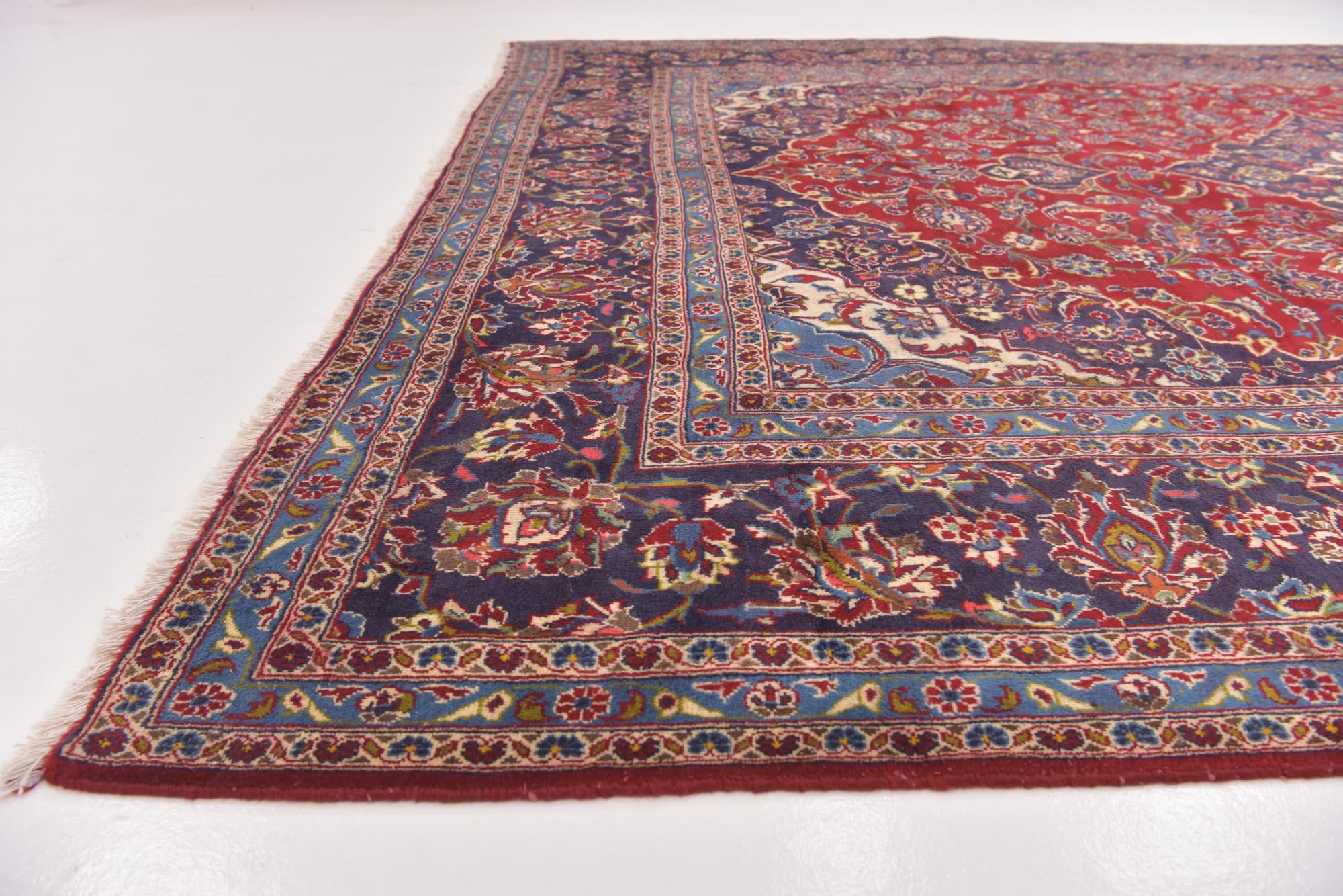 9' 6 x 12' 10 Hand Knotted Mashad Persian Wool Rug