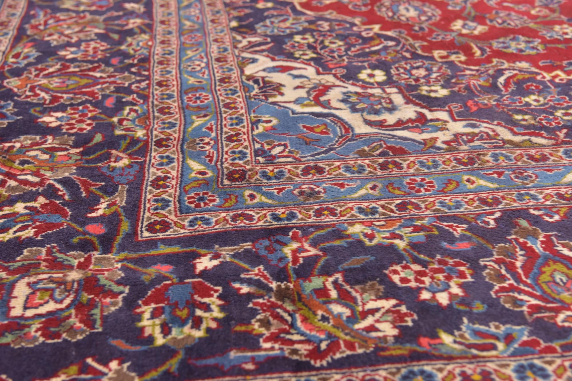 9' 6 x 12' 10 Hand Knotted Mashad Persian Wool Rug