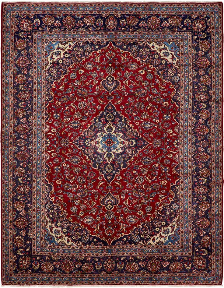 Detail image of 9' 6 x 12' 10 Hand Knotted Mashad Persian Wool Rug