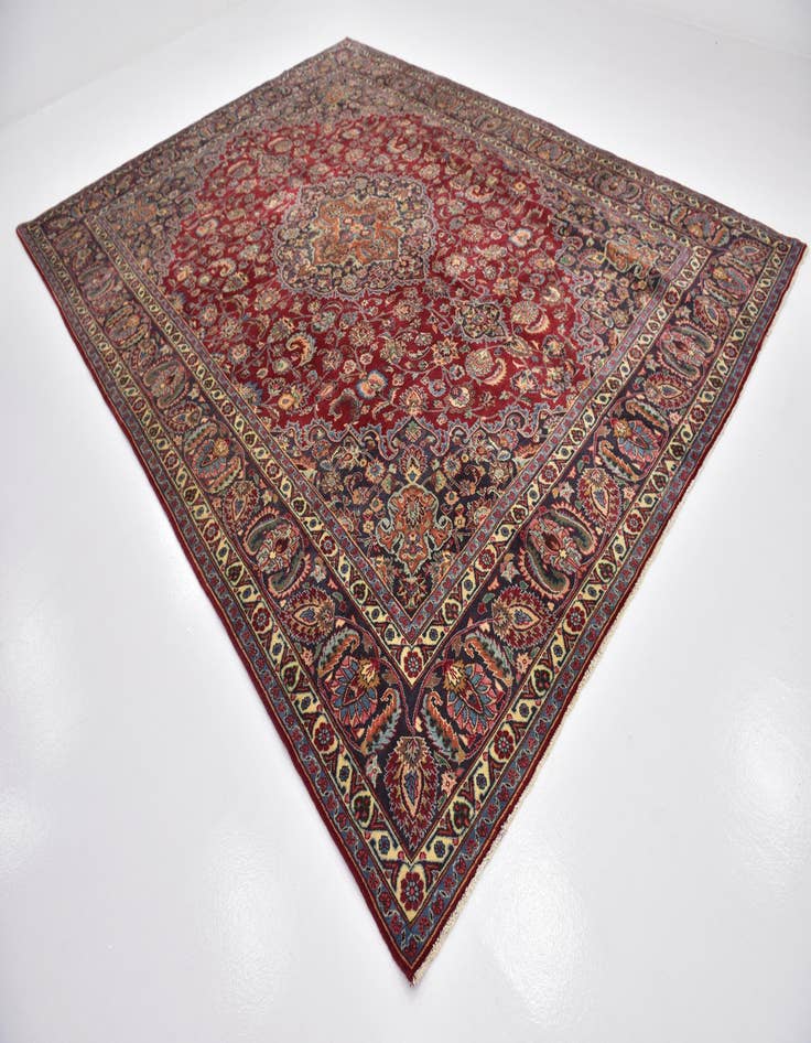 Detail image of 9' 8 x 13'  Hand Knotted Mashad Persian Wool Rug