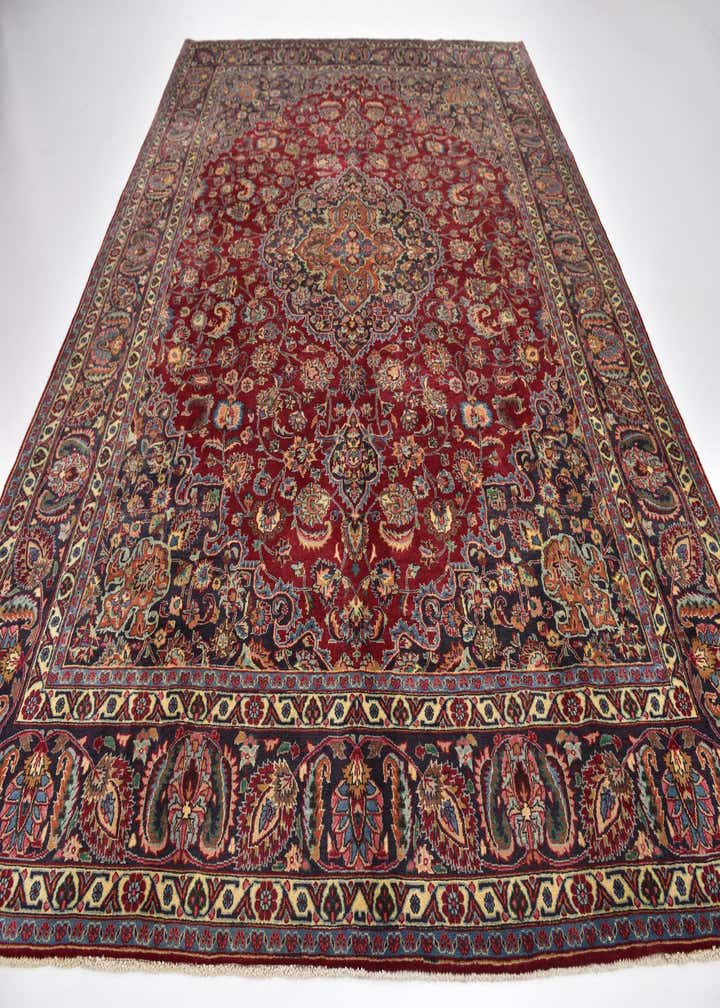 9' 8 x 13' Hand Knotted Mashad Persian Wool Rug