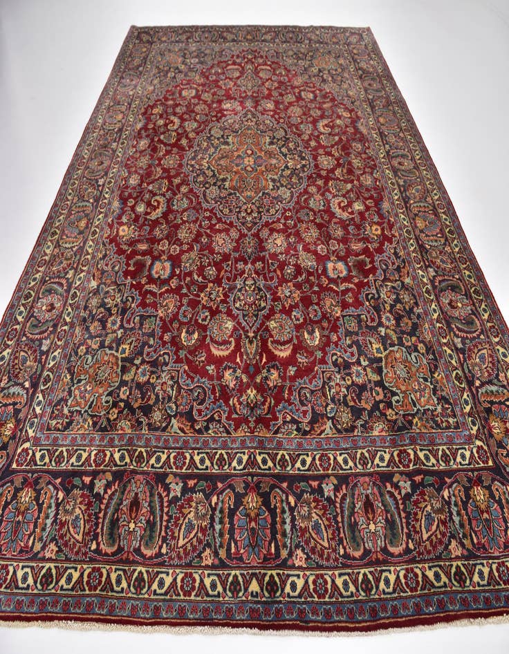 Detail image of 9' 8 x 13'  Hand Knotted Mashad Persian Wool Rug