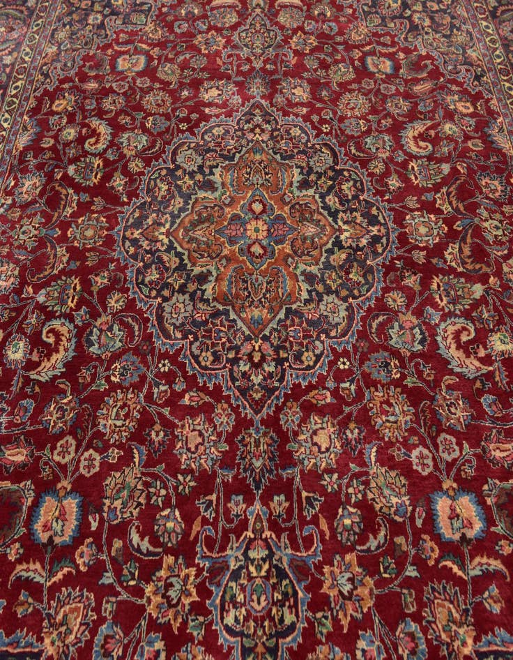 Detail image of 9' 8 x 13'  Hand Knotted Mashad Persian Wool Rug