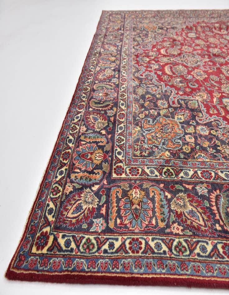 Detail image of 9' 8 x 13'  Hand Knotted Mashad Persian Wool Rug
