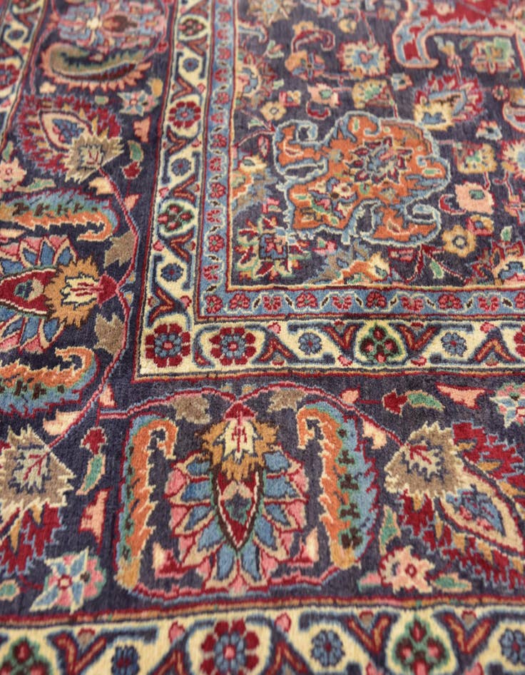 Detail image of 9' 8 x 13'  Hand Knotted Mashad Persian Wool Rug