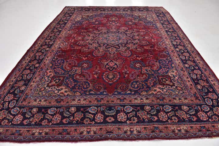 9' 7 x 12' 7 Hand Knotted Mashad Persian Wool Rug