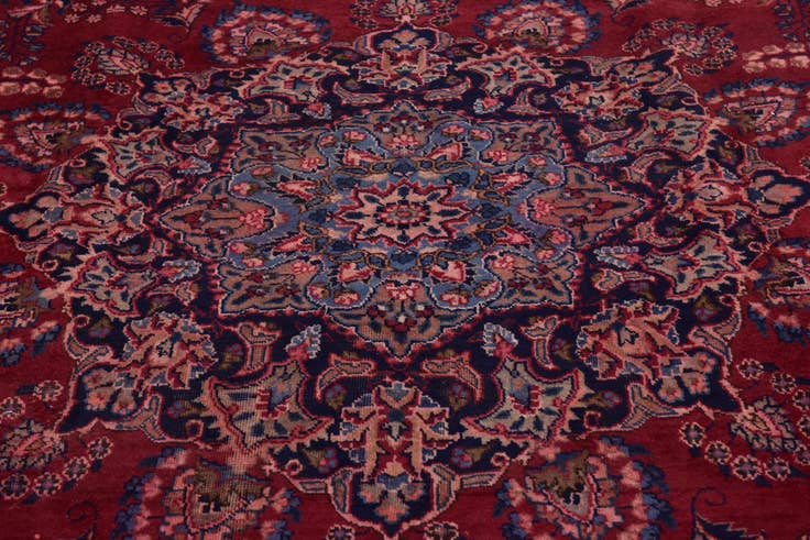 Detail image of 9' 7 x 12' 7 Hand Knotted Mashad Persian Wool Rug