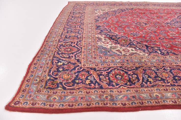 Detail image of 9' 7 x 13' 4 Hand Knotted Mashad Persian Wool Rug