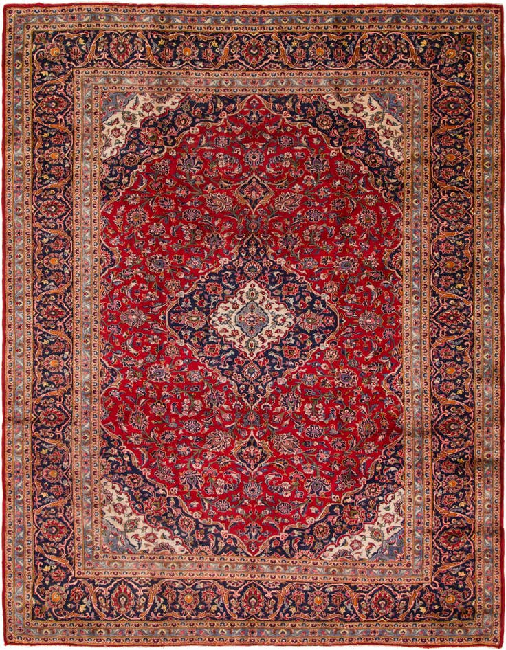 Detail image of 9' 7 x 13' 4 Hand Knotted Mashad Persian Wool Rug