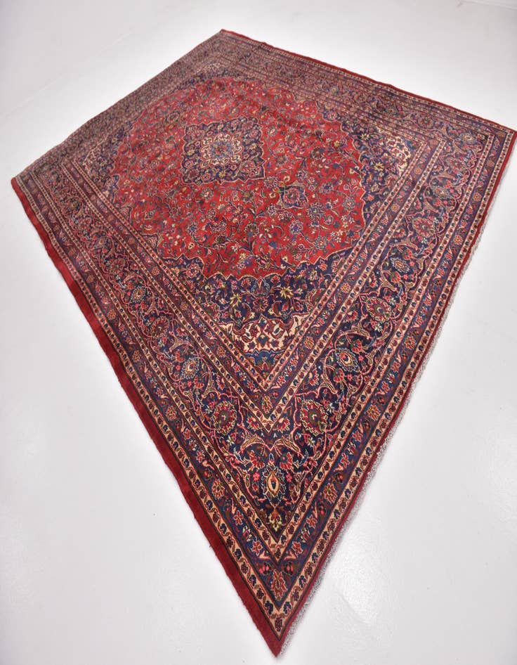 Detail image of 9' 9 x 12' 8 Hand Knotted Mashad Persian Wool Rug