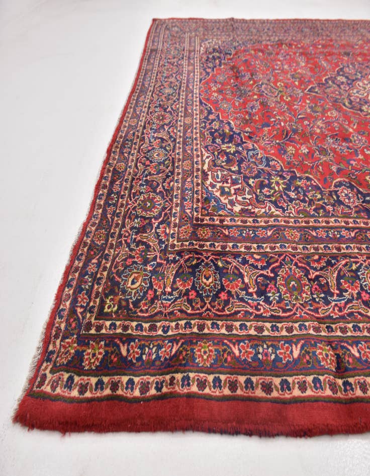 Detail image of 9' 9 x 12' 8 Hand Knotted Mashad Persian Wool Rug