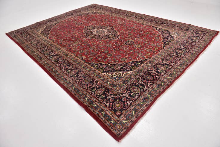 Detail image of 9' 9 x 12' 9 Hand Knotted Mashad Persian Wool Rug