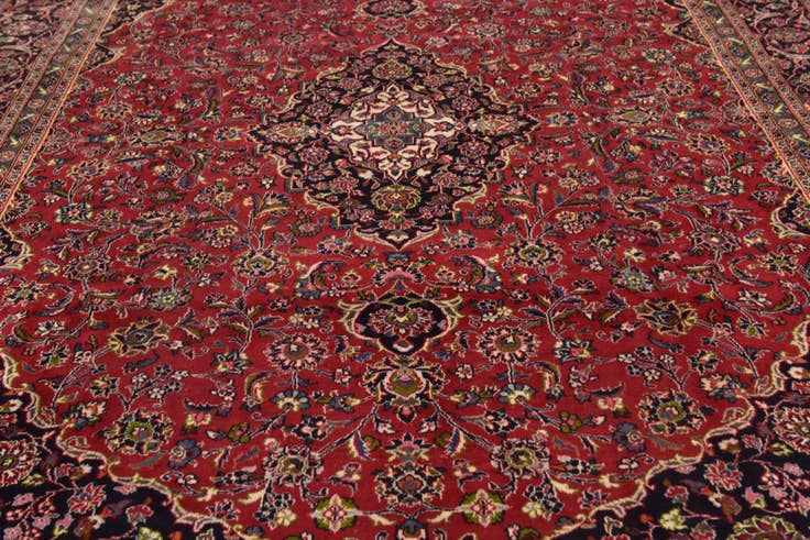 Detail image of 9' 9 x 12' 9 Hand Knotted Mashad Persian Wool Rug